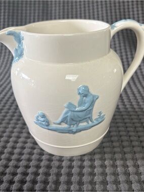 Wedgewood "Lavender on Cream" Embossed Pitcher, Queens Ware, Made in England